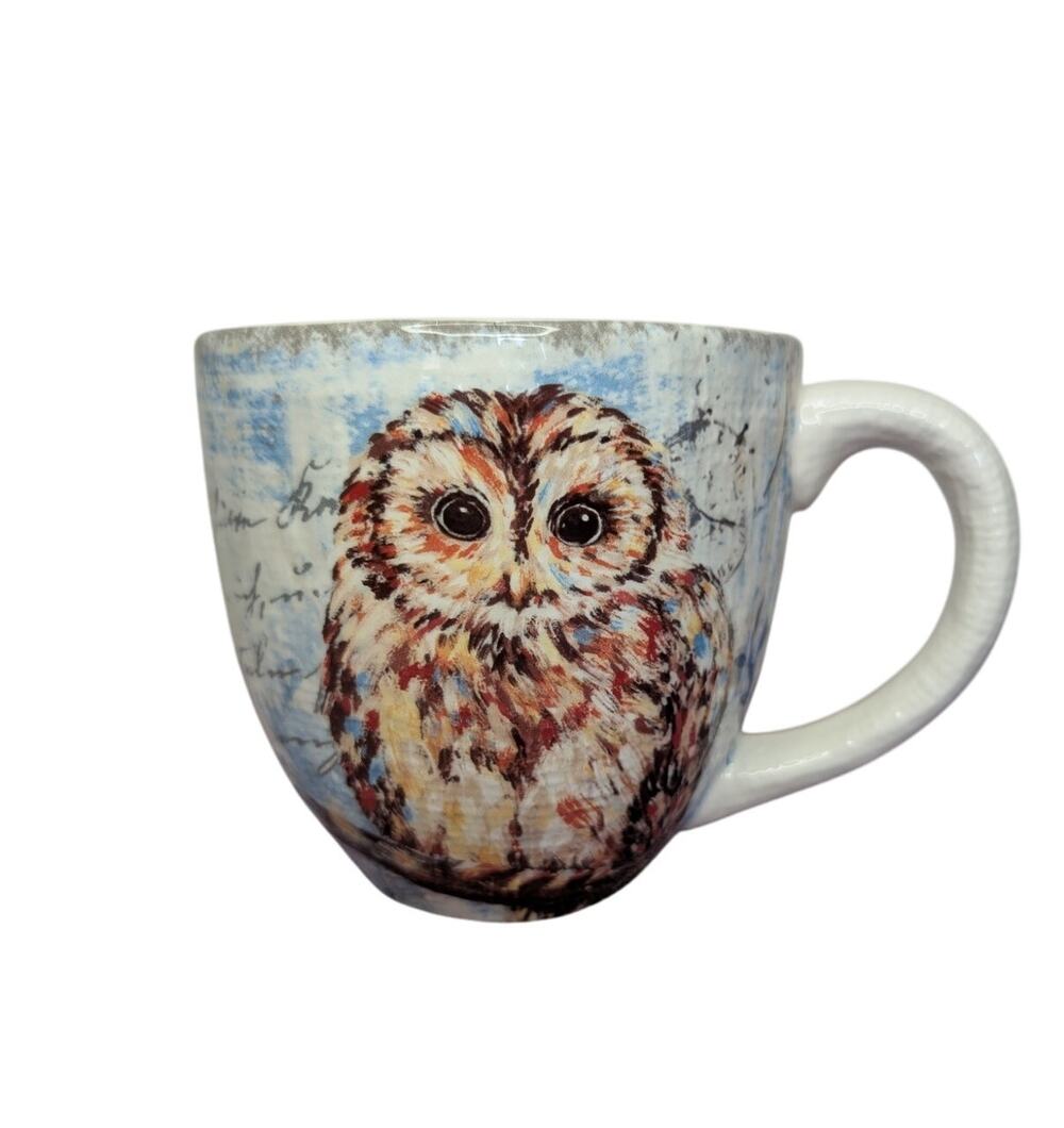 Pier 1 Imports Coffee Mugs, Artesian Art Ceramic Owl Drinking Cup